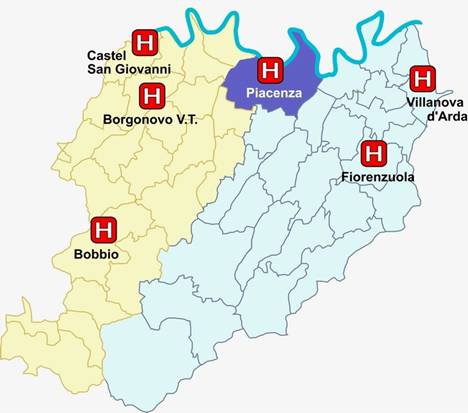 Mappa provincia di Piacenza
